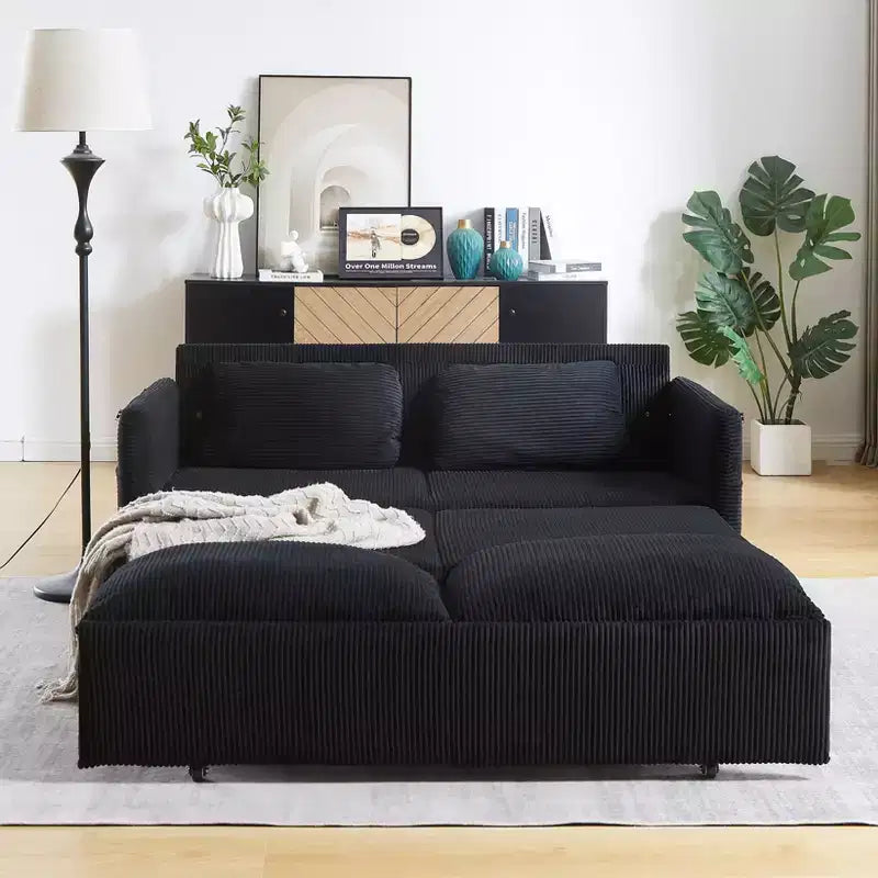 64.5 3-in-1-Schlafsofa aus Cord mit ausziehbarem Bett