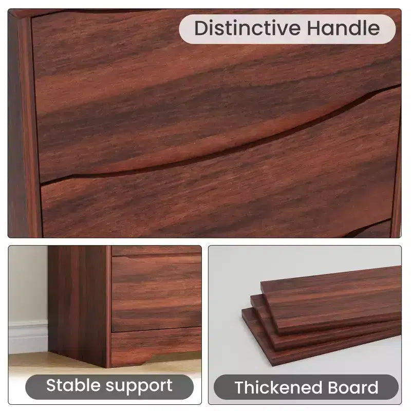 Holzkommode mit 3 Schubladen, hoher moderner Kleiderschrank mit viel Stauraum, große Kommode mit breiter Oberseite, Holzschrank zur Aufbewahrung von Kleidung