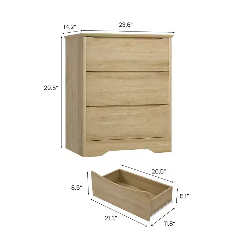 Holzkommode mit 3 Schubladen, hoher moderner Kleiderschrank mit viel Stauraum, große Kommode mit breiter Oberseite, Holzschrank zur Aufbewahrung von Kleidung
