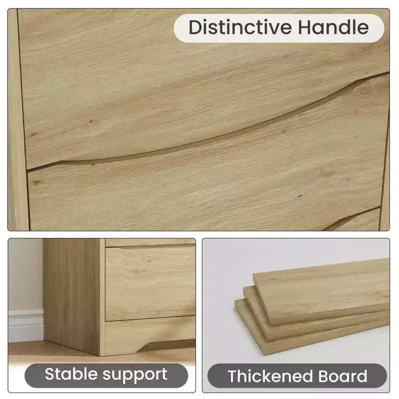 Holzkommode mit 3 Schubladen, hoher moderner Kleiderschrank mit viel Stauraum, große Kommode mit breiter Oberseite, Holzschrank zur Aufbewahrung von Kleidung
