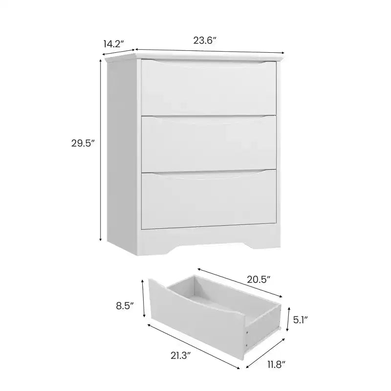 Holzkommode mit 3 Schubladen, hoher moderner Kleiderschrank mit viel Stauraum, große Kommode mit breiter Oberseite, Holzschrank zur Aufbewahrung von Kleidung
