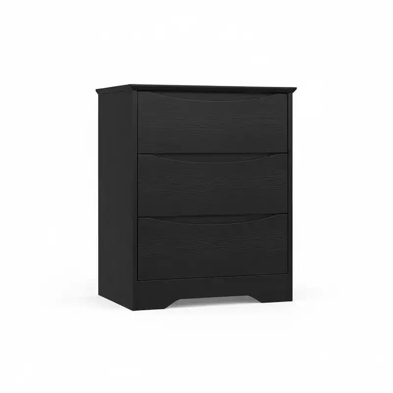 Holzkommode mit 3 Schubladen, hoher moderner Kleiderschrank mit viel Stauraum, große Kommode mit breiter Oberseite, Holzschrank zur Aufbewahrung von Kleidung