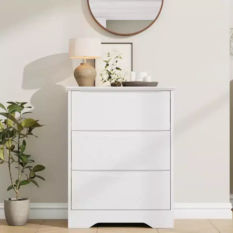 Cómoda de madera con 3 cajones, armario alto y moderno con gran capacidad de almacenamiento, amplia parte superior, organizador para guardar ropa