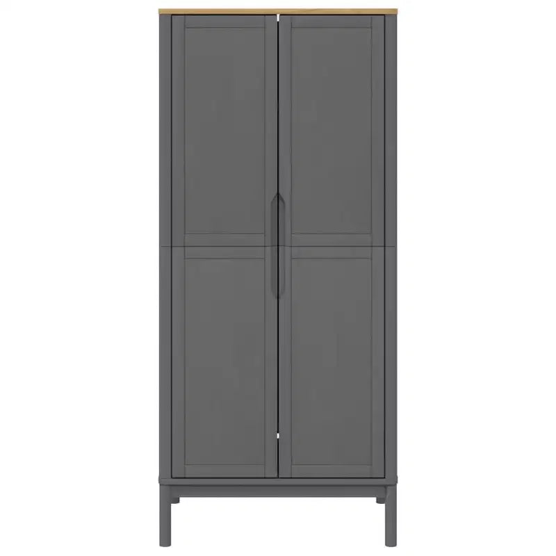 Armario gris de madera maciza de pino, 30.3 x 20.9 x 67.3 in
