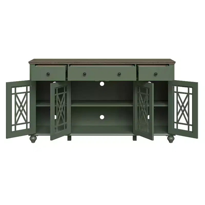 Aparador auxiliar de estilo vintage de 63" con cajones, verde