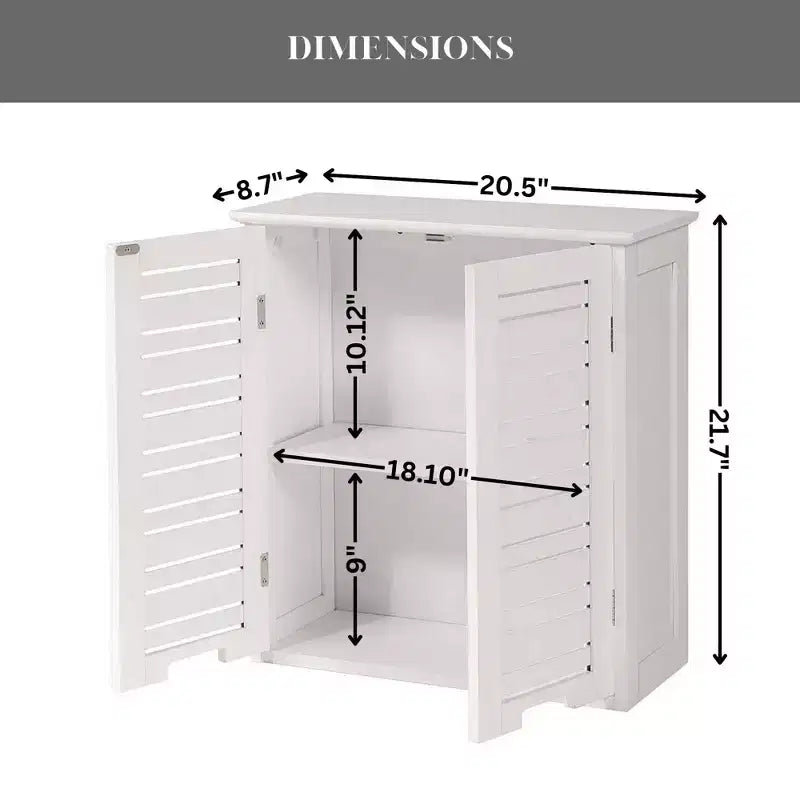 Armoire à pharmacie murale pour salle de bain French Home Goods, deux portes à persiennes, 20.5 x 21.7 x 8.7 in, en MDF avec étagère intérieure robuste