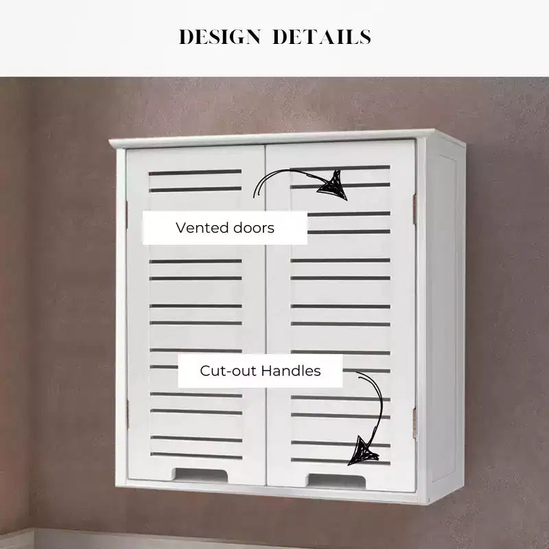 Armoire à pharmacie murale pour salle de bain French Home Goods, deux portes à persiennes, 20.5 x 21.7 x 8.7 in, en MDF avec étagère intérieure robuste