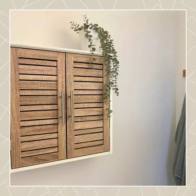 Armoire à pharmacie murale pour salle de bain French Home Goods, deux portes à persiennes, 20.5 x 21.7 x 8.7 in, en MDF avec étagère intérieure robuste