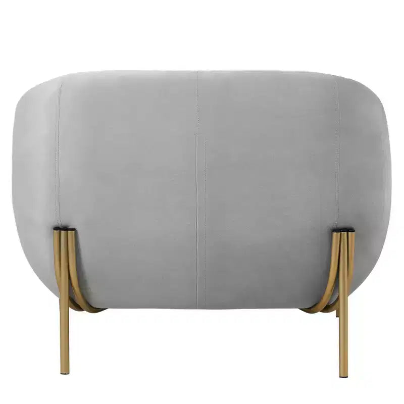 Fauteuil d'appoint moderne en velours - canapé une place géométrique avec pieds renforcés en fer doré et dossier profilé
