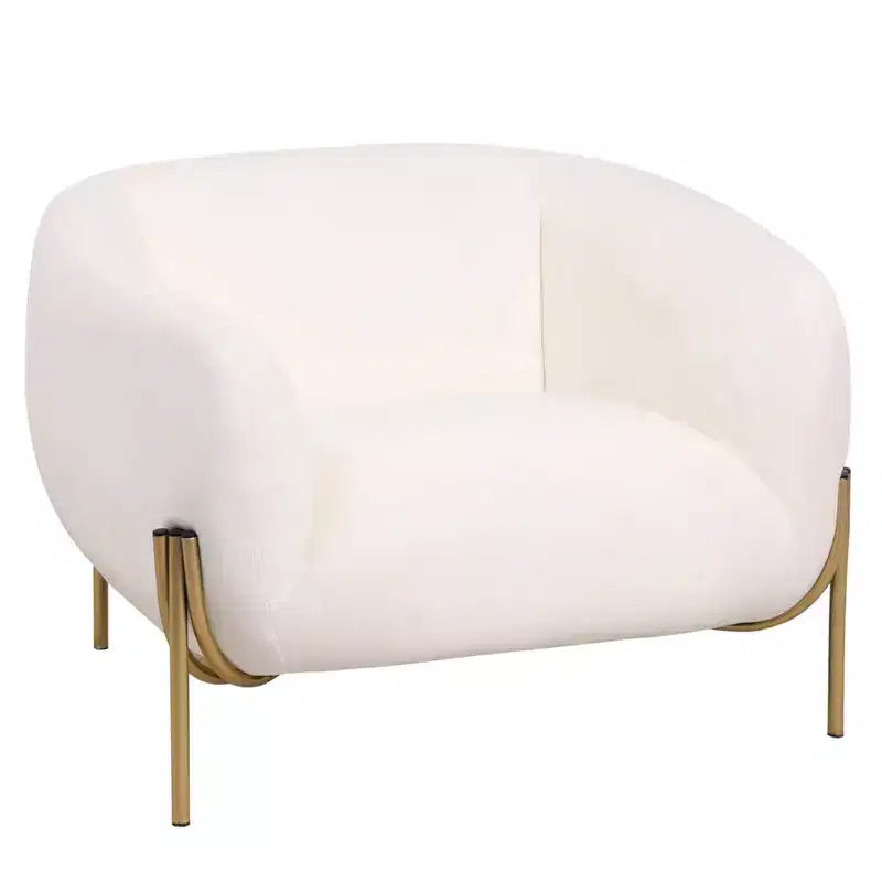Fauteuil d'appoint moderne en velours - canapé une place géométrique avec pieds renforcés en fer doré et dossier profilé