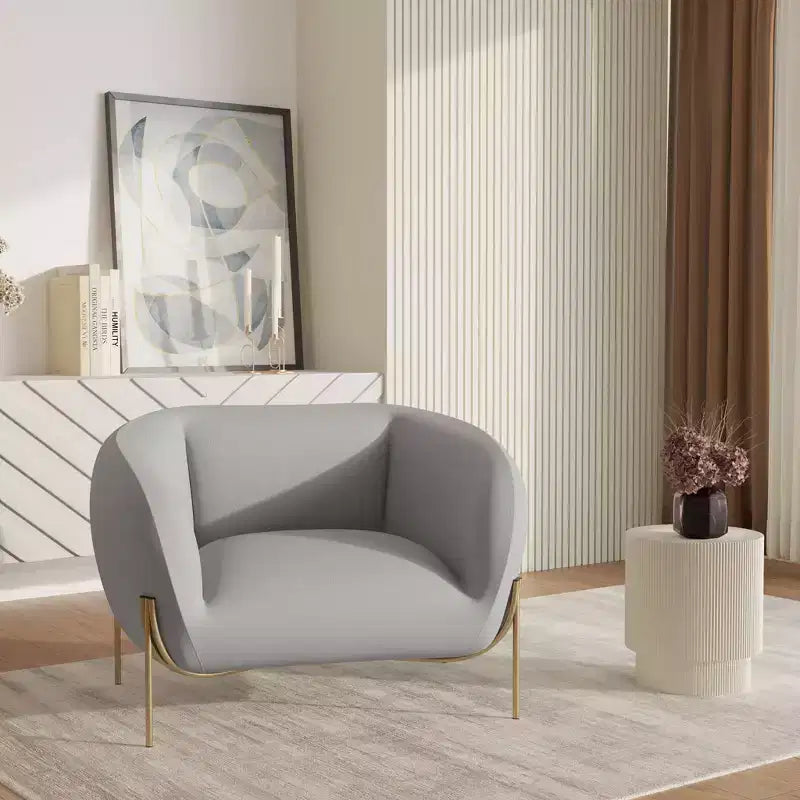 Fauteuil d'appoint moderne en velours - canapé une place géométrique avec pieds renforcés en fer doré et dossier profilé