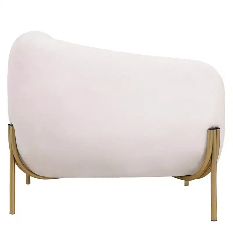 Fauteuil d'appoint moderne en velours - canapé une place géométrique avec pieds renforcés en fer doré et dossier profilé