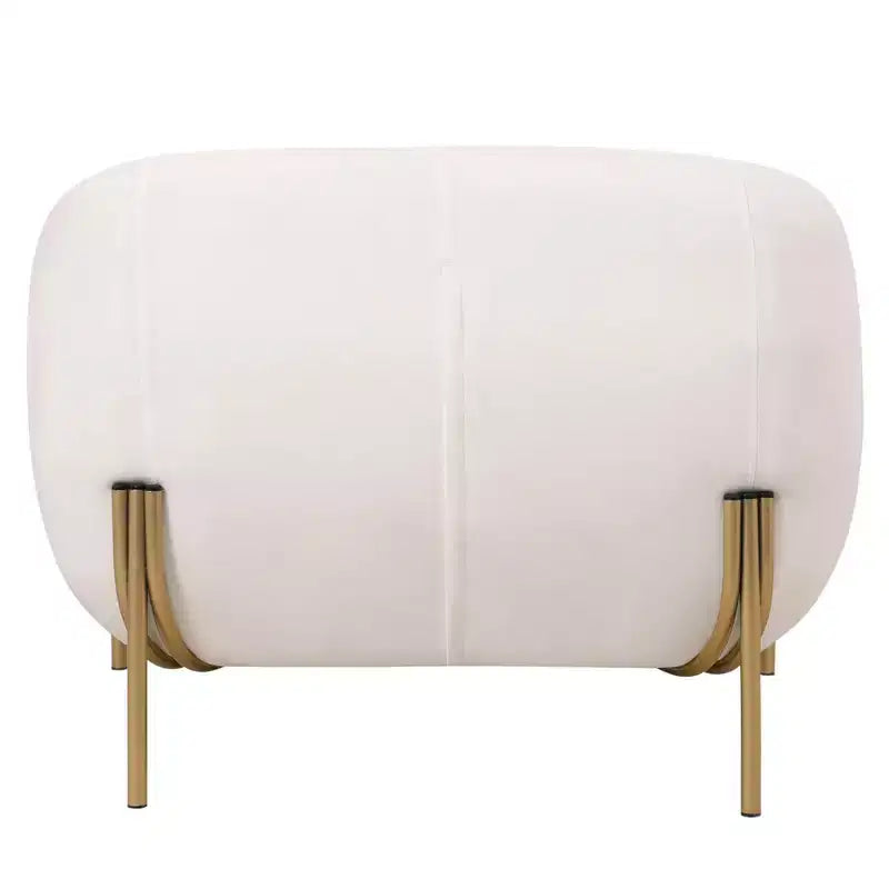 Fauteuil d'appoint moderne en velours - canapé une place géométrique avec pieds renforcés en fer doré et dossier profilé
