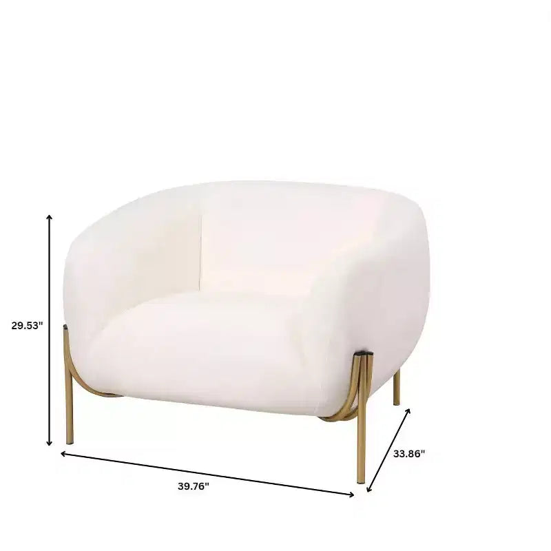 Fauteuil d'appoint moderne en velours - canapé une place géométrique avec pieds renforcés en fer doré et dossier profilé