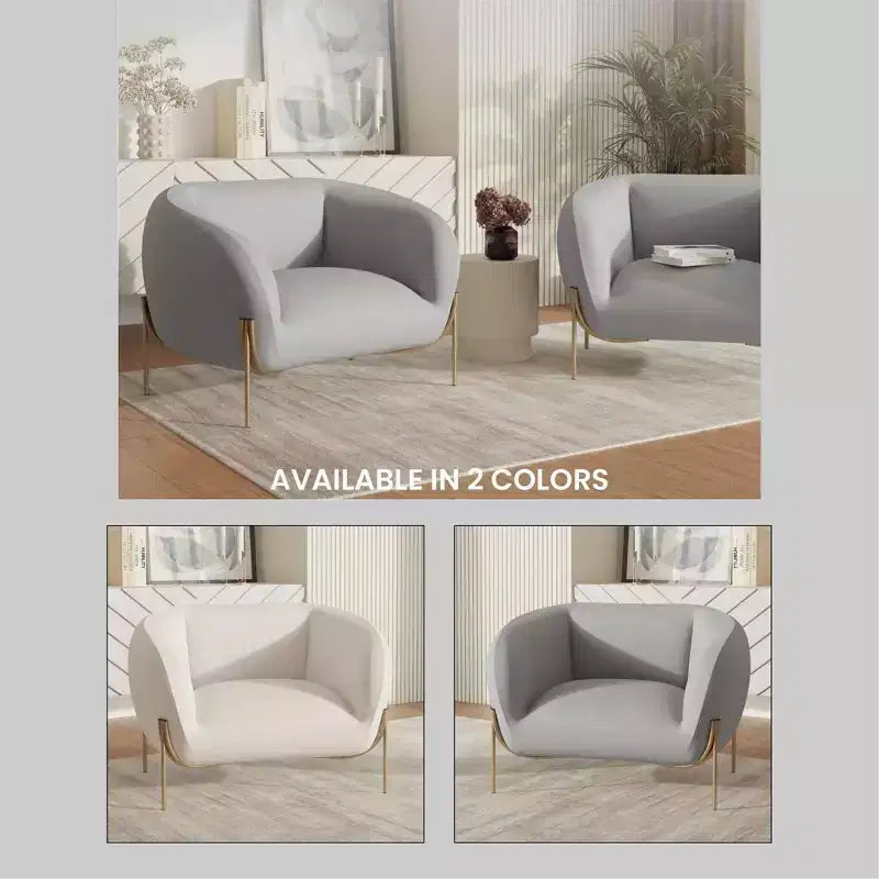 Fauteuil d'appoint moderne en velours - canapé une place géométrique avec pieds renforcés en fer doré et dossier profilé