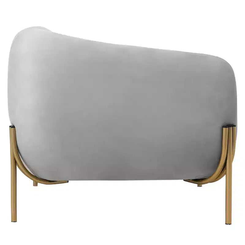 Fauteuil d'appoint moderne en velours - canapé une place géométrique avec pieds renforcés en fer doré et dossier profilé