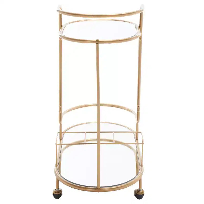 Ovaler Barwagen mit 2 Ebenen Gold/Spiegel