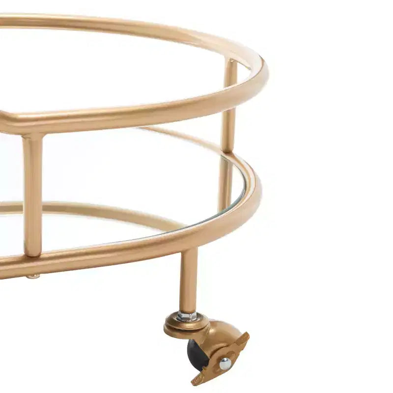 Ovaler Barwagen mit 2 Ebenen Gold/Spiegel