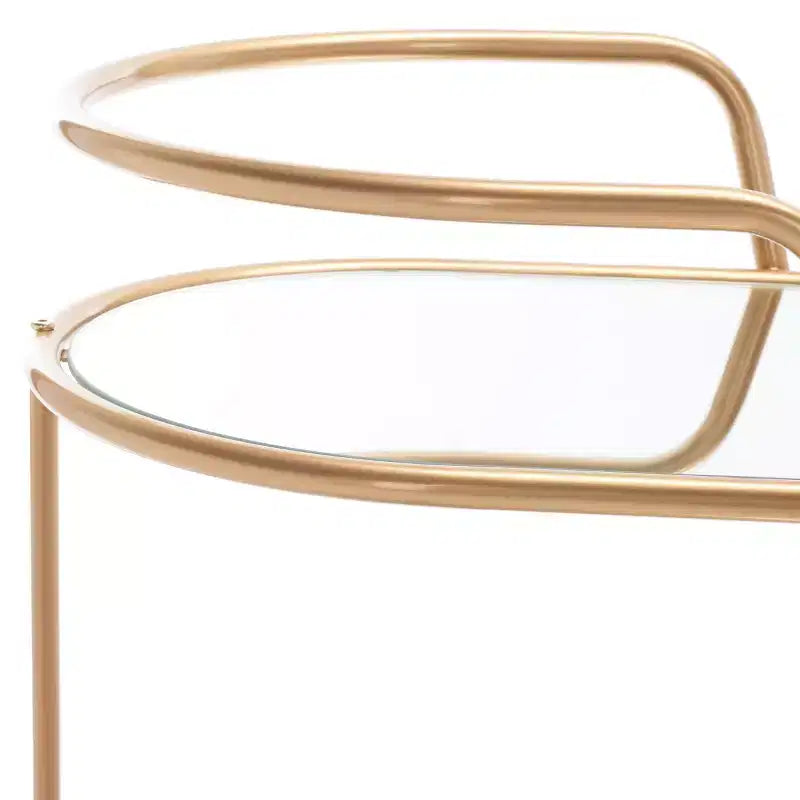 Ovaler Barwagen mit 2 Ebenen Gold/Spiegel