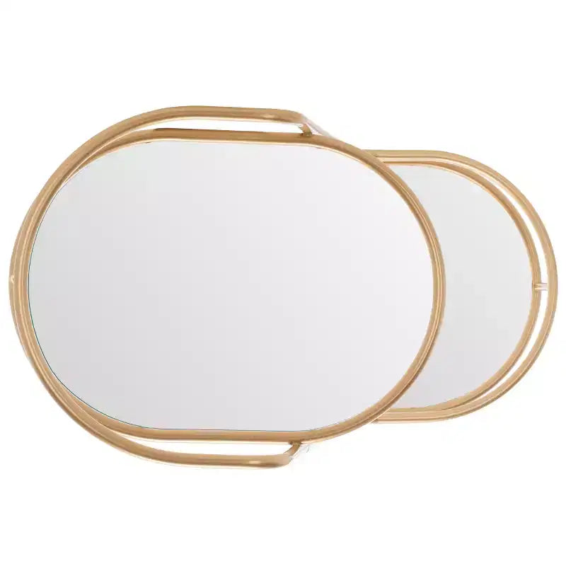 Ovaler Barwagen mit 2 Ebenen Gold/Spiegel