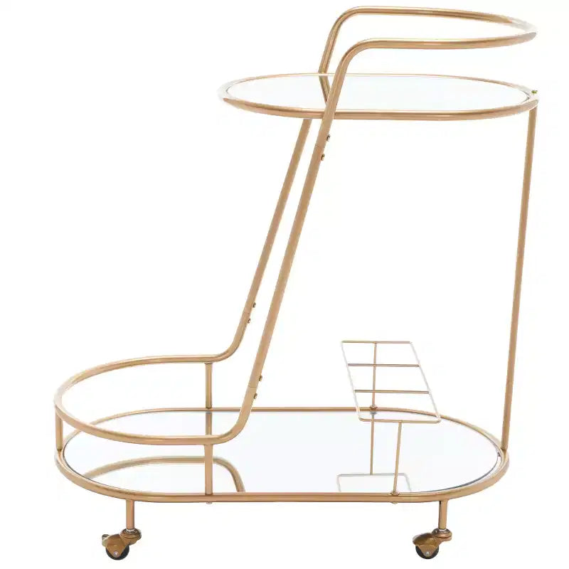 Ovaler Barwagen mit 2 Ebenen Gold/Spiegel