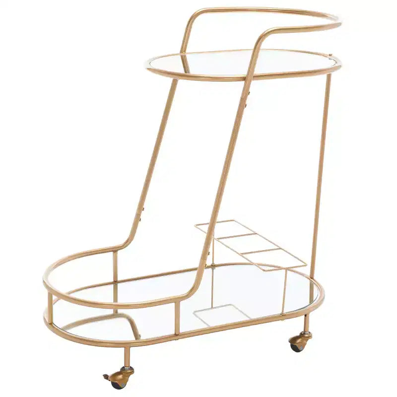 Ovaler Barwagen mit 2 Ebenen Gold/Spiegel