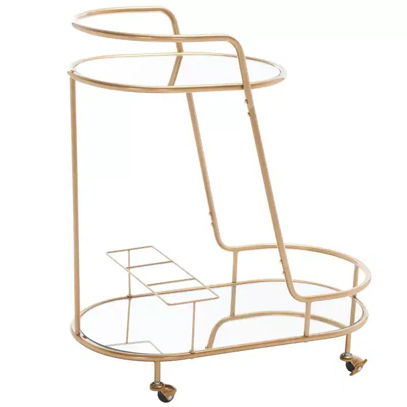 Ovaler Barwagen mit 2 Ebenen Gold/Spiegel