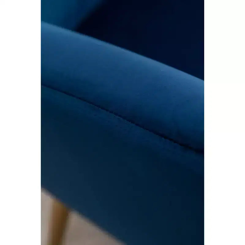Akzentstuhl mit Samtbezug, Knopfheftung und Ohrensessellehne, Blau